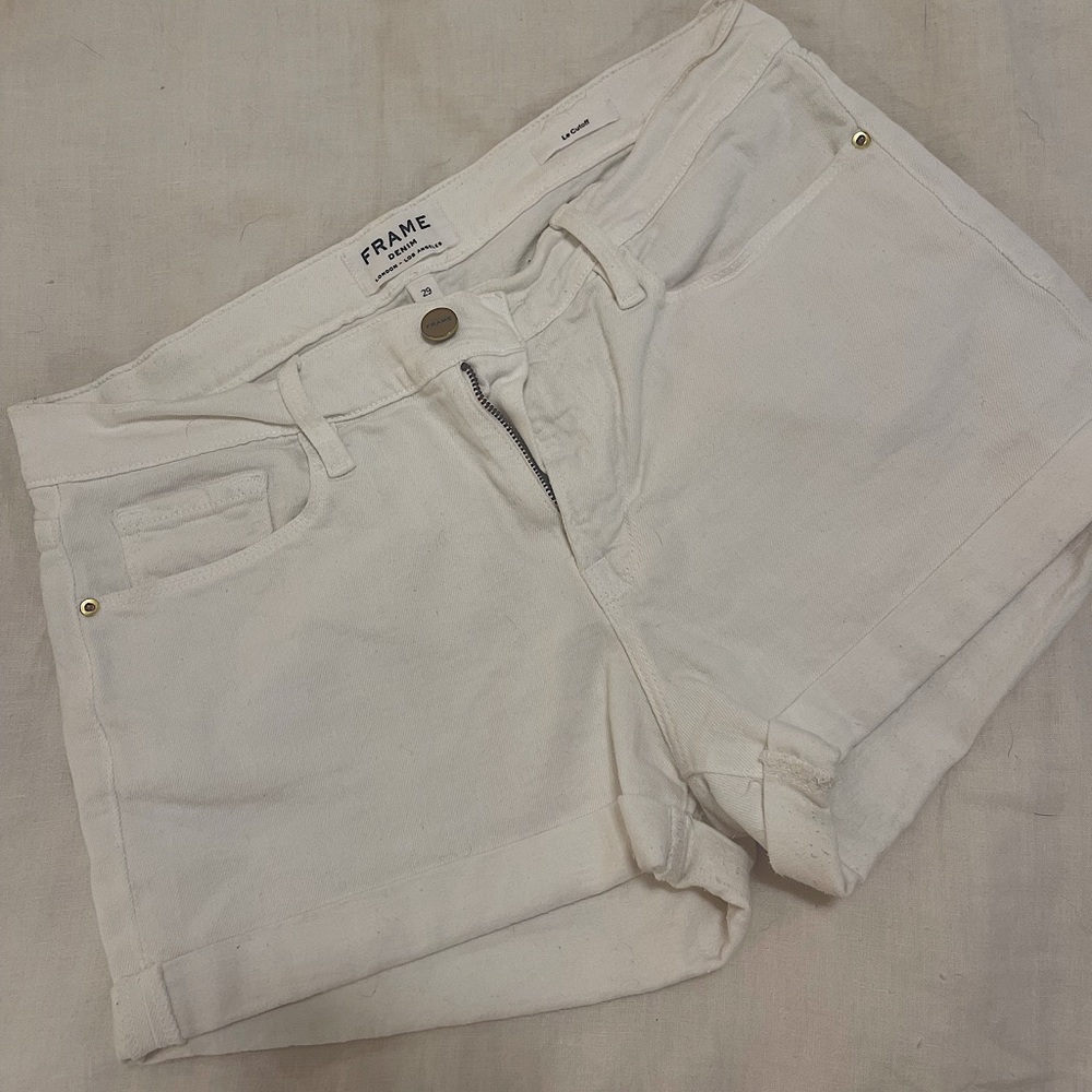 Frame White Denim Shorts